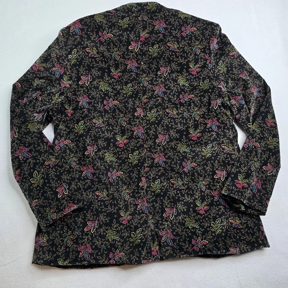 Vintage Collections‎ II Blazer Jacket 38 Floral Print Colorful Cotton Black open